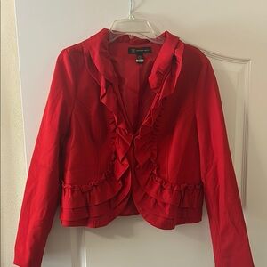 INC International Concepts Red Blazer with Ruffled Details
